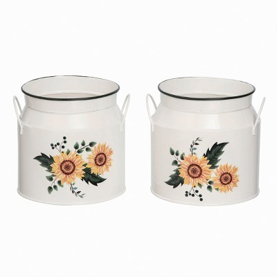 Transpac Metal Sunflower Container Set of 2 Spring Home Decorations