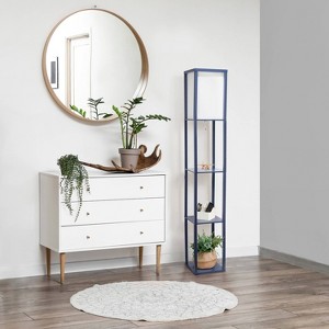 Creekwood Home Classix 62.5" Contemporary 3-Tier Storage and Display Floor Lamp with Linen Shade - 1 of 4