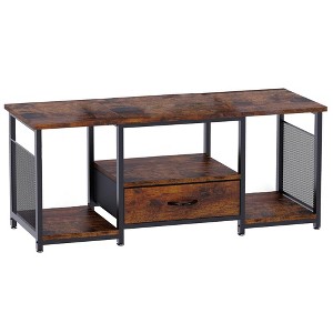 Itopfox TV Stand with Drawers and Open Shelves for 65 60 55 Inch TVs, Industrial Media Console Table for Living Room, Bedroom, Office, Rustic Brown - 1 of 4