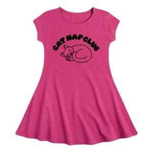 Girls' - Instant Message - Cat Nap Club Fit & Flair Cap Sleeve Graphic Dress - 1 of 4