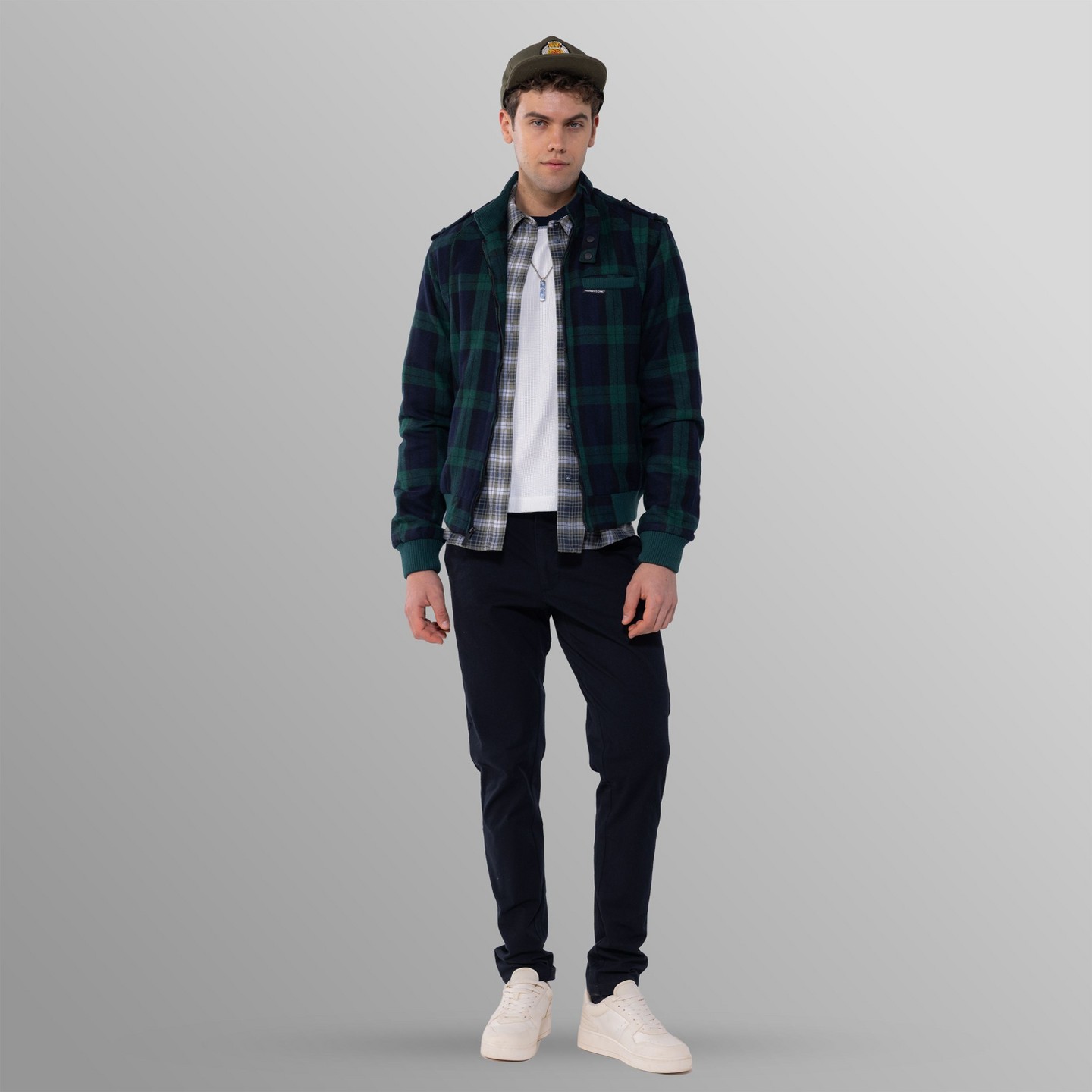 Мужская куртка Members Only Wool Iconic Racer Jacket - Green, цвет: Зелёный — фото 5