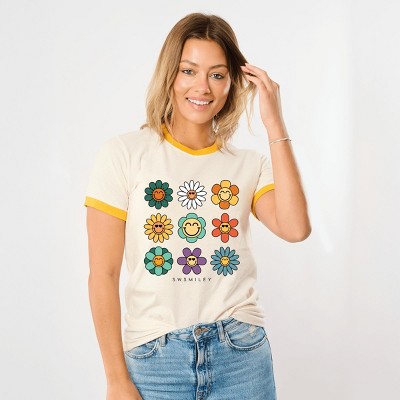 Simply Sage Market S.W.Smiley Flowers Stacked Ringer Tee