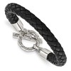 Chisel Stainless Steel Polished Black Braided Leather Toggle 8.5" Bracelet - 2 of 4