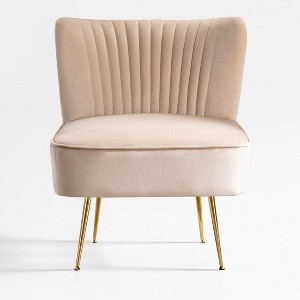 WestinTrends Phoebe Upholstered Tufted Velvet Accent Chair With Metal Leg - 1 of 4