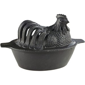 US Stove Company CS-01 1 Quart Enamel Cast Iron Wood Burning Stove Steamer Humidifier Pot, Black Chicken - 1 of 3