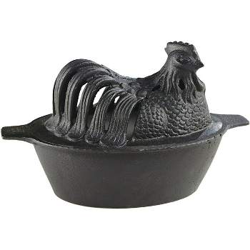 Cast Iron Wood Stove Kettle Steamer with Pine Cone Design - Black