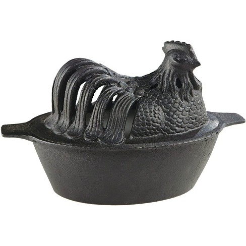 Cast Iron Dog Wood Stove Steamer - Black