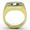 Slickblue Men’s Two-Tone IP Gold Stainless Steel Ring with Clear Synthetic Crystal, Round Solitaire Design, Size 8-13 - 3 of 4