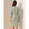 INSPIRE CHIC Women's Tweed Business Button Down 3/4 Sleeve Jacket Pencil Skirt Suit 2-Piece Set - 4 of 4