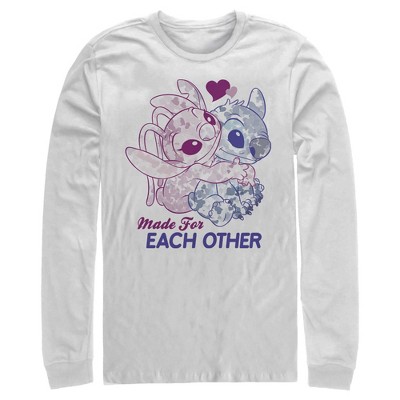 Men's Lilo & Stitch Made for Each Other Pull Over Hoodie - White - 2X Large