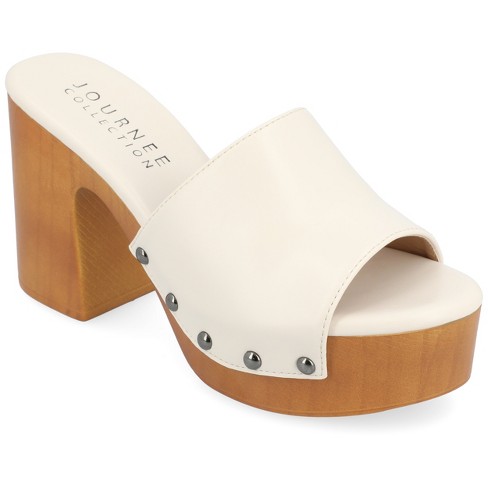 White on sale wooden sandals