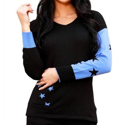 Women's V-Neck Sweater with Stars - Angel Apparel