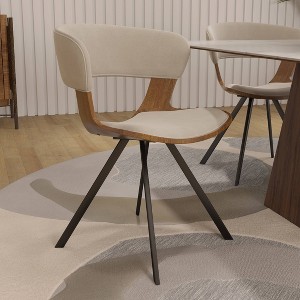 LeisureMod Upholstered Dining Chair in Leather/Velvet Poplar Wood Frame Nymia Series - 1 of 4