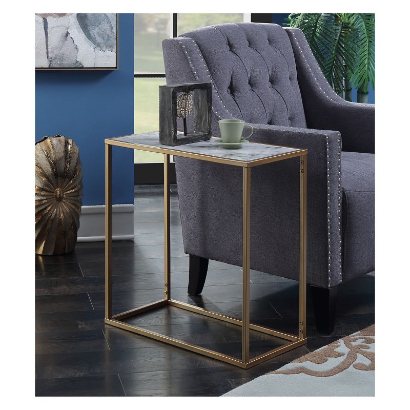 Gold Coast Faux Marble Chairside Table Faux Marble/Gold - Breighton Home, 3 of 5
