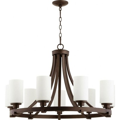 Quorum Lighting Lancaster 9-Light Chandelier, Oiled Bronze, 33.5 Width, 22.75 Height