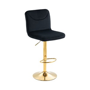 Set of 2 360° Velvet Swivel Adjustable Counter Height Bar Stools with Back and Footrest - 1 of 4