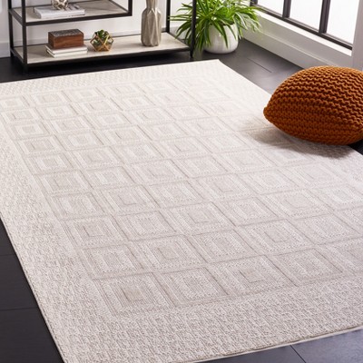 Ivory Geometric Flat Woven Synthetic 4' x 6' Area Rug