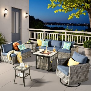 XIZZI Premium Outdoor Swivel Chair Sofa Set in 7 Colors, Modular Patio Seating with Swivel Chairs, Add-Ons Like Coffee Table and Fire Pit - 1 of 4