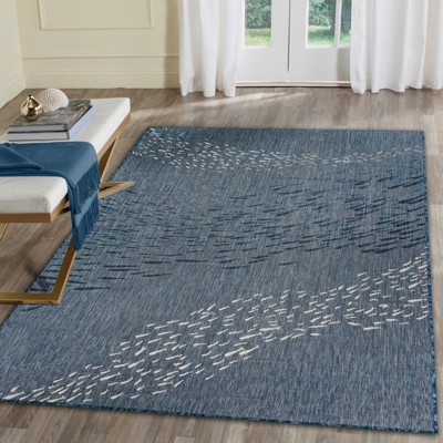 Navy Vintage Floral Flatwoven Synthetic Rug 3'3" x 4'11"