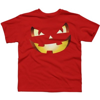 Boy's Design By Humans Halloween Pumpkin Evil Smiley Face By artdim T-Shirt