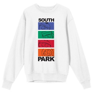 South Park Sketch Art Crew Neck Long Sleeve White Adult Sweatshirt - 1 of 2