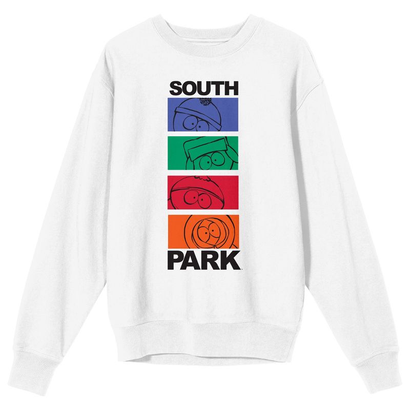 South Park Sketch Art Crew Neck Long Sleeve White Adult Sweatshirt, 1 of 3
