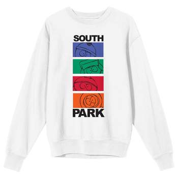 South Park Sketch Art Crew Neck Long Sleeve White Adult Sweatshirt