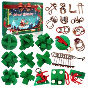 Aoibox Advent Calendar 2025 24 Piece Brain Teaser Puzzle Set Christmas Countdown Calendar for Kids Teens Adults Holiday Challenge - 1 of 4