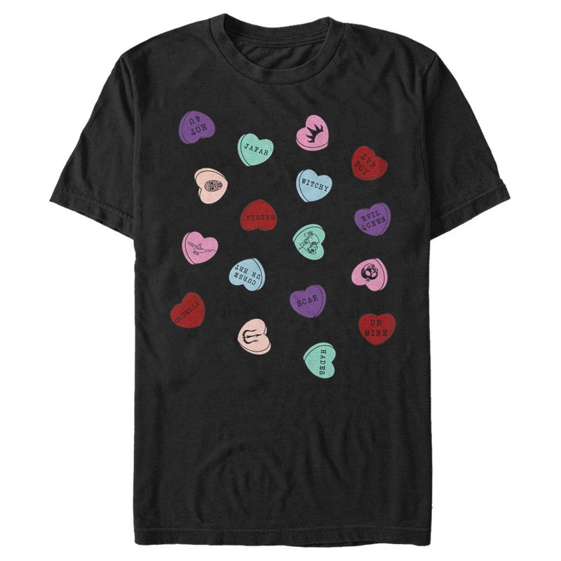 Men's Disney Villains Valentine's Day Candy Hearts T-Shirt, 1 of 6