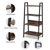 4-Tier Ladder Bookshelf Organizer, Rustic Brown Ladder Shelf for Home & Office, Wood Board & Metal Frame - 4 of 4