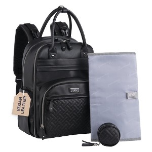 BabbleRoo Premium Vegan Leather Diaper Bag Backpack, Travel Backpack, Spacious & Stylish Nappy Organizer - 1 of 4