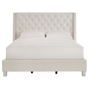Rosalyn Crystal Tufted Wingback Bed - Full - Ivory - Inspire Q