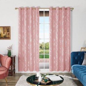 Deconovo Silver Tree Blackout Curtains (2 Panels) – Thermal Insulated - 1 of 4