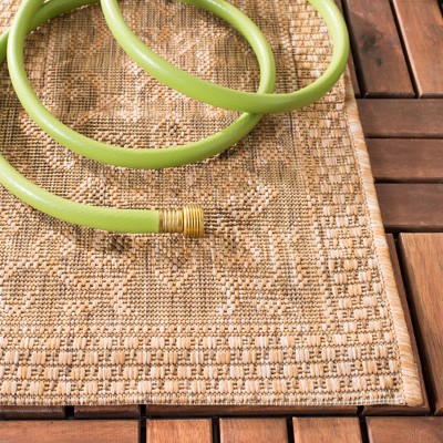 Natural and Gold Rectangular Synthetic Indoor/Outdoor Area Rug