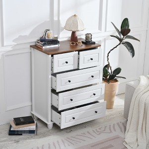 KTMBDW White Drawer Wood Dresser, Wooden Chest of Drawers for Bedroom, Storage Cabinet and Organizer Drawers for Living Room, Hallway, Closet - 1 of 4
