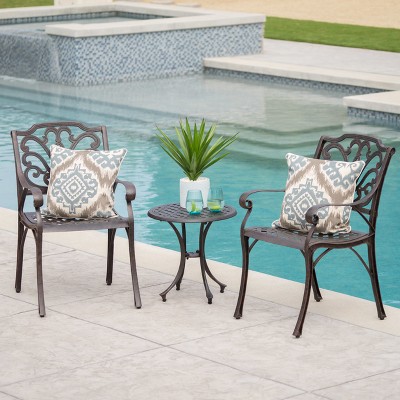 Lola 3pc Cast Aluminum Chat Set - Bronze - Christopher Knight Home