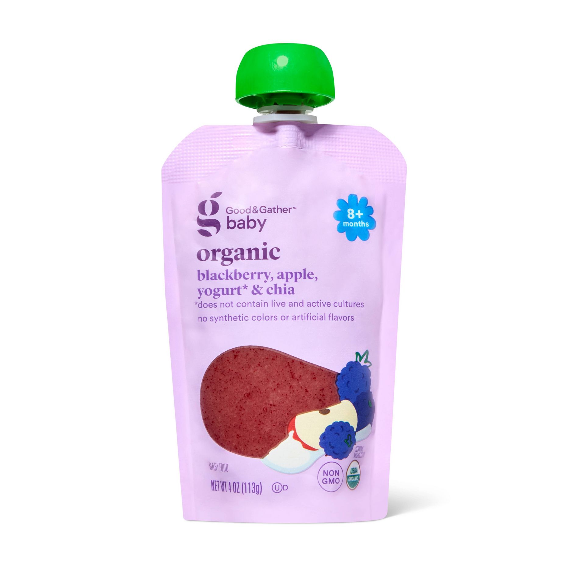Blackberry Apple Yogurt & Chia Organic Baby Food Pouch - 4oz - Good & Gather™