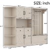 TIRAMISUBEST Multifunctional Combination Hall Tree with 4 Hooks and Hidden Storage Shoe Bench, Pantry Cabinet with Shelves - 4 of 4