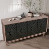 Dolonm 60 in. Mid Century Buffet Cabinet with Diamond Pattern Doors Solid Wood Legs Storage Credenza, Black - 4 of 4