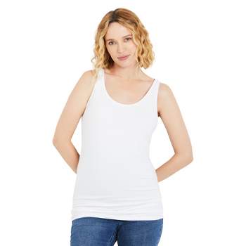 Side Ruched Scoop Neck Maternity Tank Top - White, Size: X Large | Motherhood Maternity