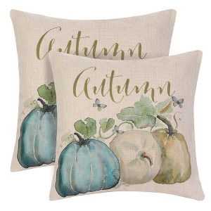 Unique Bargains Fall Pumpkin Daily Decor Cotton Linen Pillow Covers 2 Pcs - 1 of 4