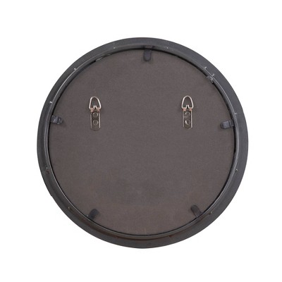 Round Bronze Leather Accent Wall Mirror, 13-inch