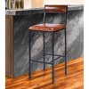 HomeRoots 32" Brown And Black Manufactured Wood And Iron Bar Chair - 2 of 4