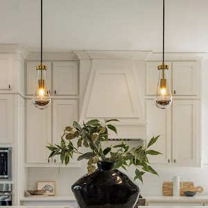 ALOADECOR Farmhouse Raindrop Glass Chandelier Rustic Teardrop Cluster Pendant Light for Kitchen Island (2-Pack) - 1 of 4