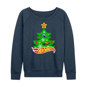 Women's - Hot Wheels - Holiday Merchandise Lightweight French Terry Wide Neck Long Sleeve Shirt - 1 of 4