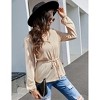 Coolmee Womens V Neck Button Down Peplum Tops Casual Long Sleeve Tie Front Blouses Shirt - 4 of 4
