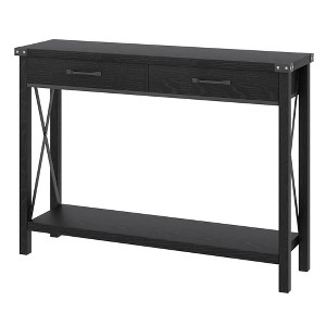 31" Console Table, Industrial Style Console Table with Drawers and Open Storage Shelves, 2-tiered Narrow Sofa Table, Entryway Hallway Table - 1 of 4