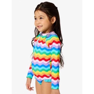 RuffleButts Girls UPF50+ Sun Protection Long Sleeve Rash Guard One ...