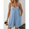 Coolmee Women Casual Square Neck Sleeveless Loose Outdoor Suspender Shorts Jumpsuit With Pockets - 2 of 4