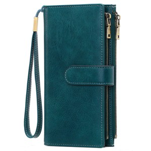 FATMOON Womens Wallets,Large Capacity Credit Card Holder RFID,Wallet Women Double Zipper Pocket Leather Bifold Ladies Wristlet Clutch Wallet - 1 of 4